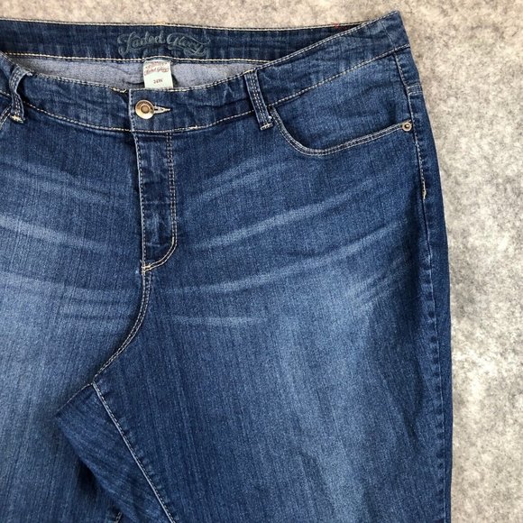 Faded Glory Jeans 24W High Rise Skinny Leg Thick Stich Embroidered Stretch Blue - Picture 3 of 11